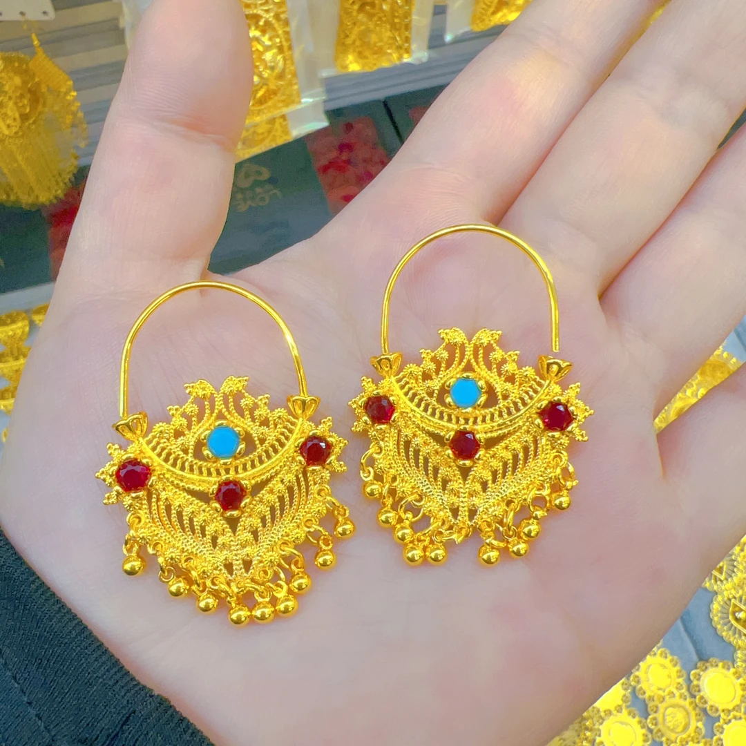 铜合金耳饰 铜合金耳饰 ئالتۇن  پاسون 金色民族风时尚百搭气质