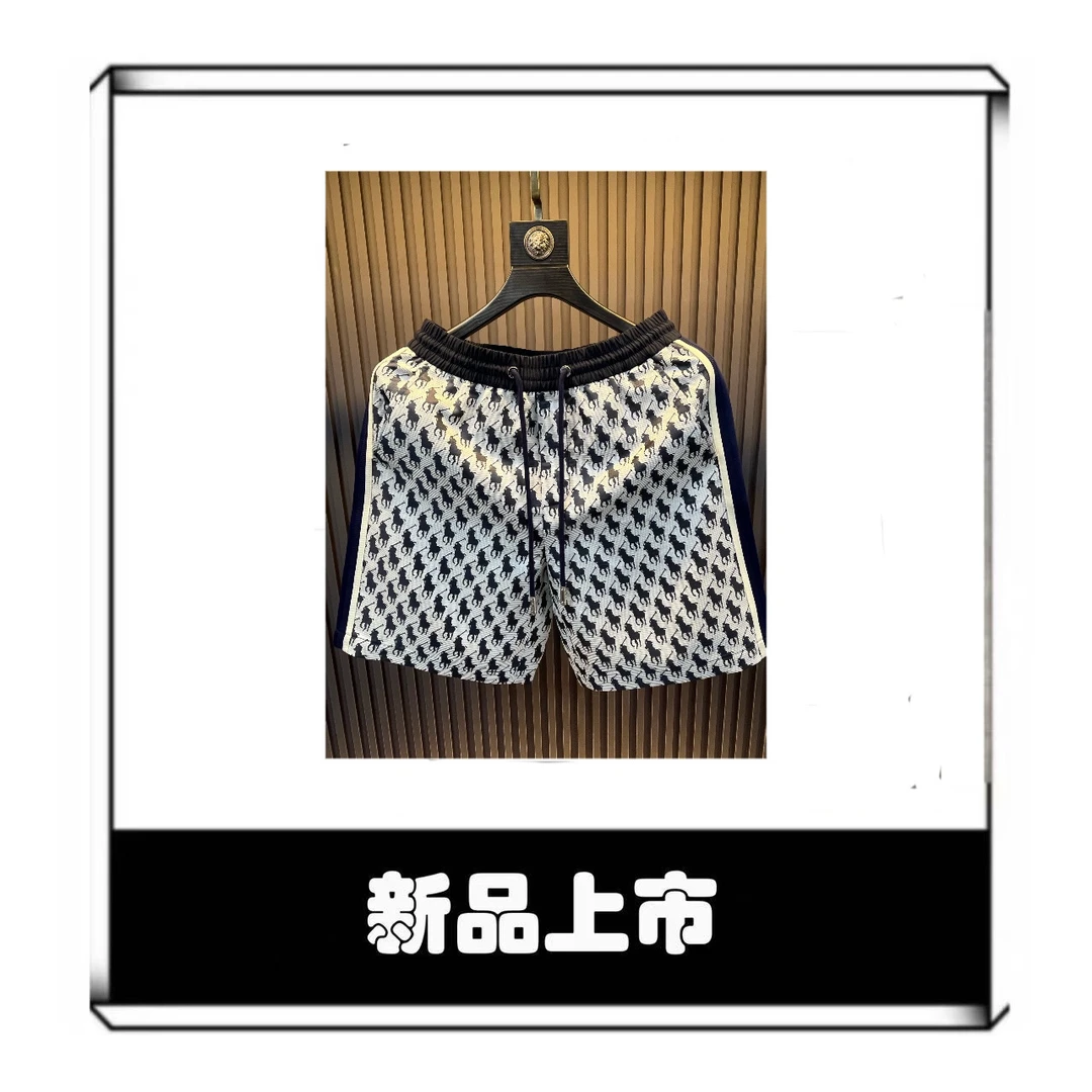 【简欧】夏季高端轻奢男士提花刺绣五分裤子休闲中裤