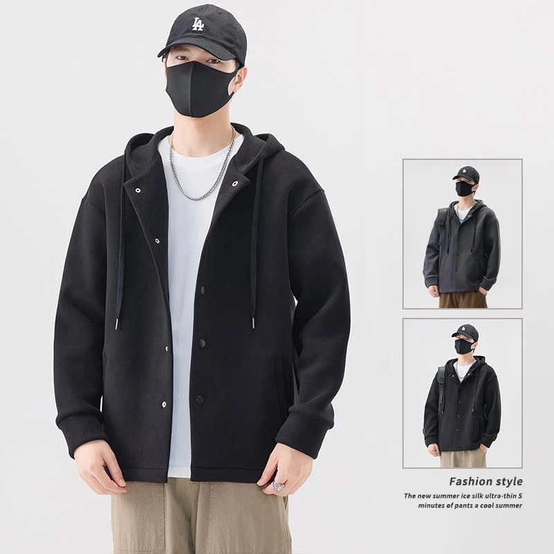 杜拉妮重磅540G岩石绒男士外套秋冬季2025新款连帽加厚保暖夹克衫