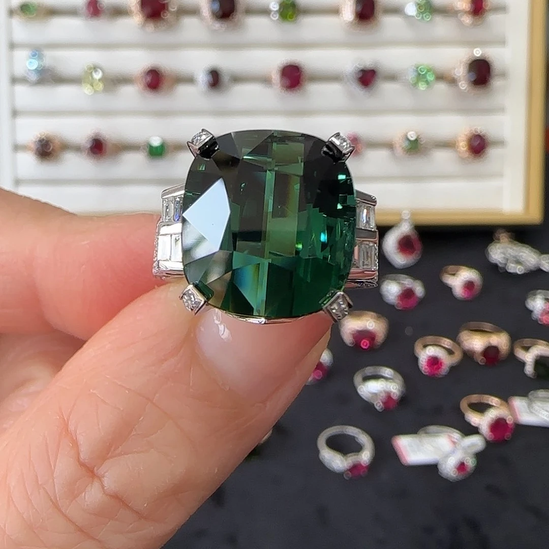 碧玺戒指18K金镶嵌12.75ct