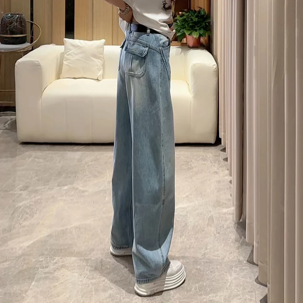 99012欧货水洗浅色高品质宽松牛仔弯刀裤