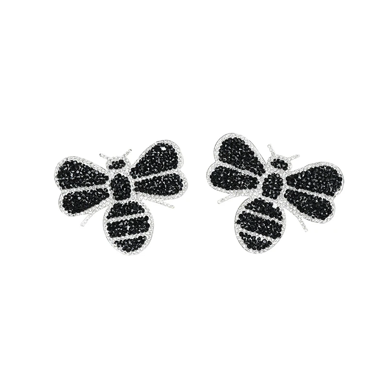 2件8x6.5cm卡通烫钻蜜蜂热熔胶布贴衣服包包帽子围巾熨烫补丁贴