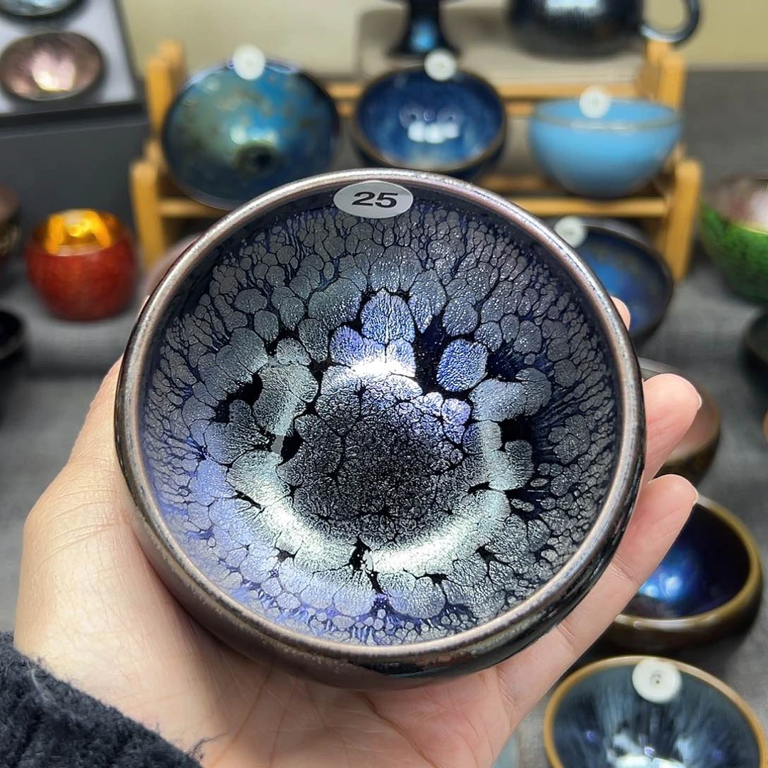 茶盏黑牡丹波体手工