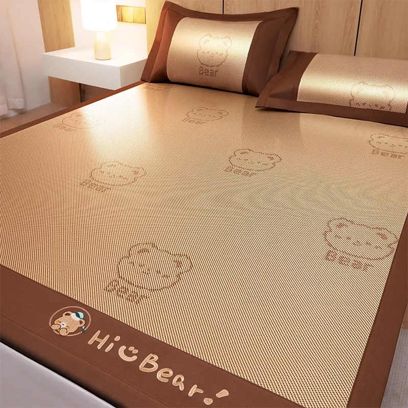 2025新款夏季冰丝凉席可机洗床笠款藤席床单双人三件套空调席子垫