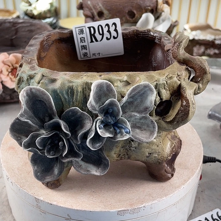 紫砂花盆景德镇陶瓷花盆933