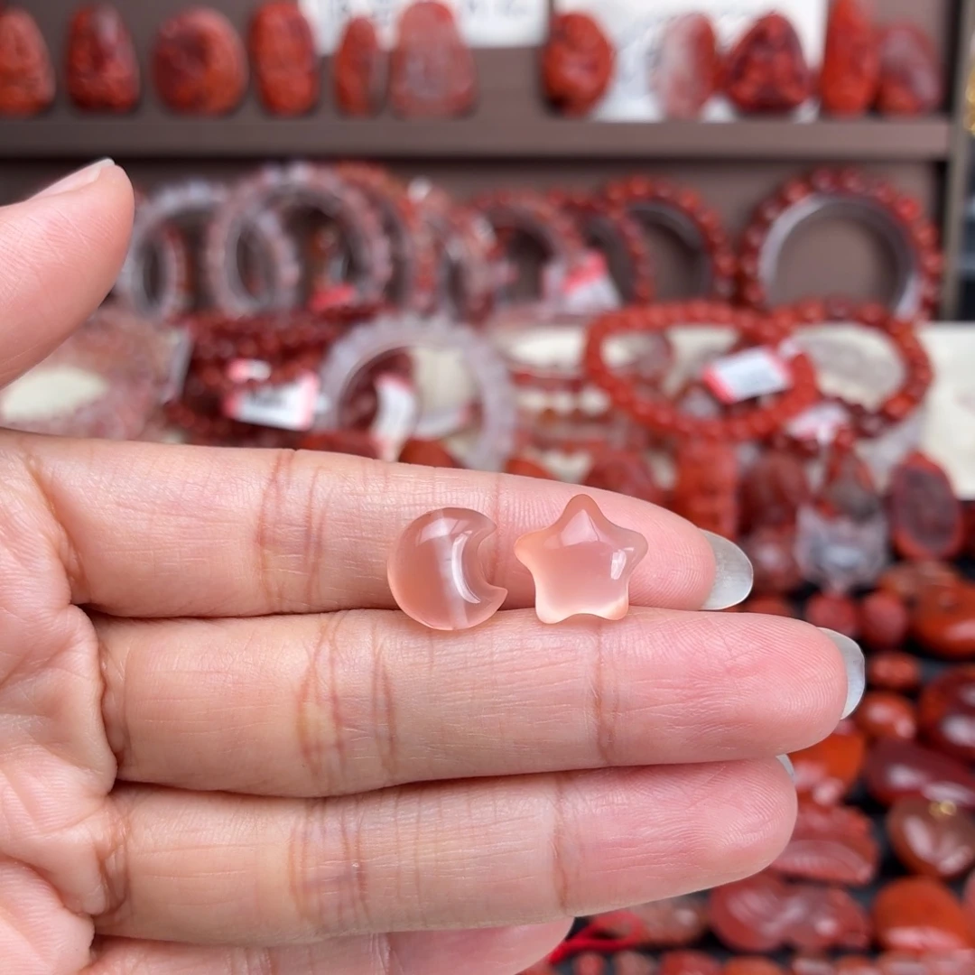 南红玛瑙未镶嵌颈饰星星+月亮