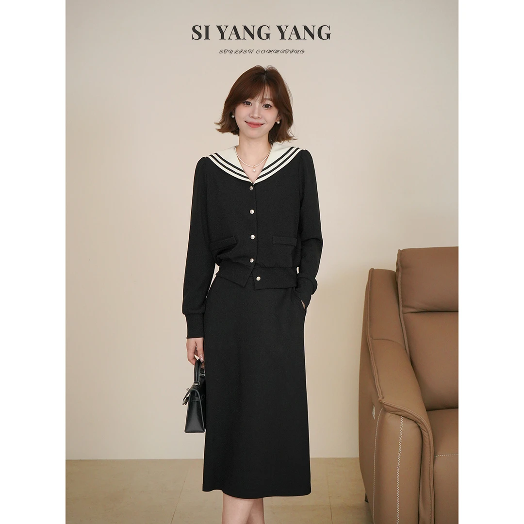 斯洋洋轻奢休闲时尚气质海军领设计长袖套装TZ409A008SYY
