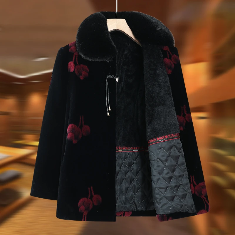 奶奶冬装貂绒外套老太太加厚加绒中老年人女妈妈棉衣老人冬季棉袄