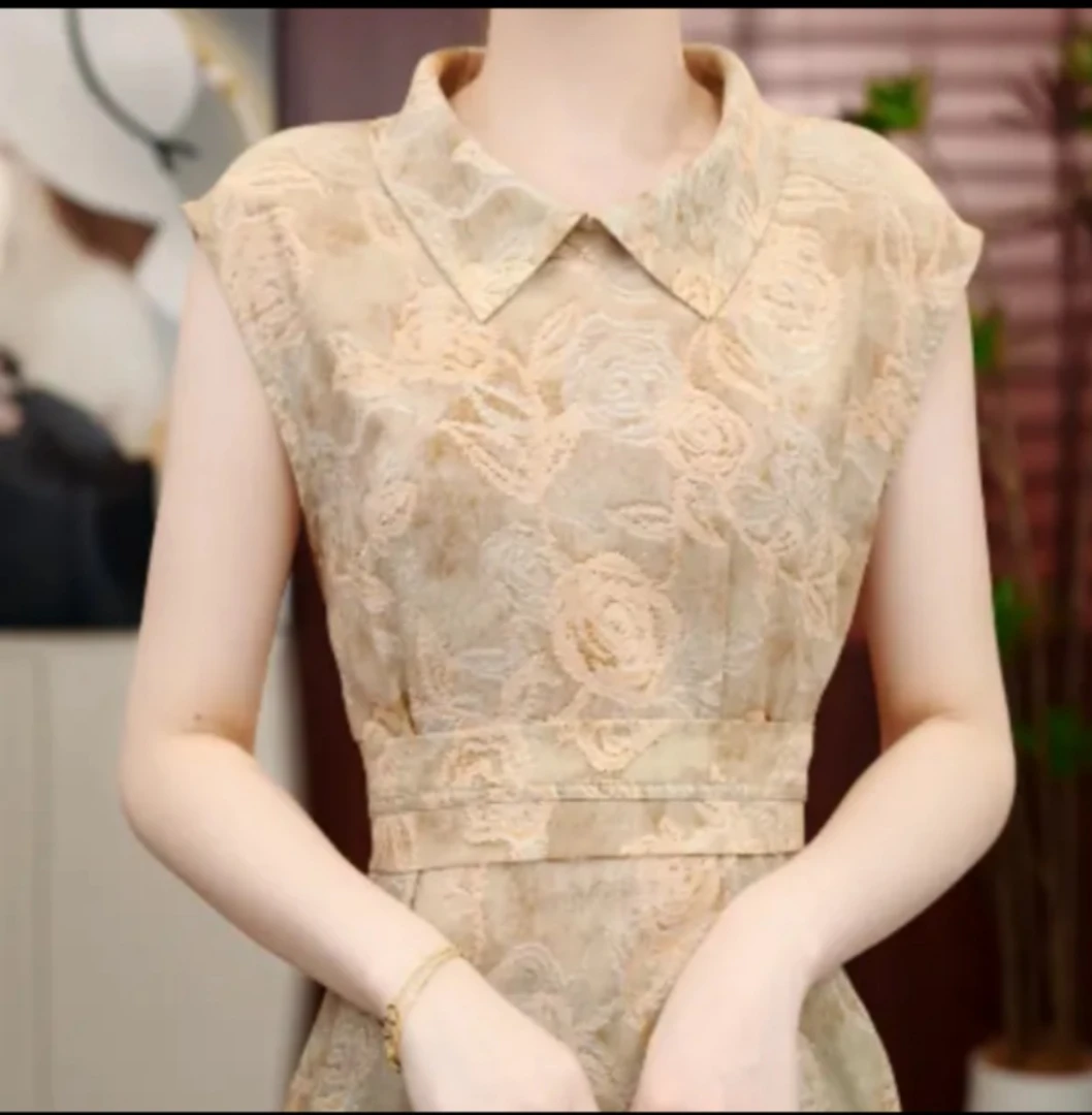 【送腰封】 专柜夏季金光闪闪百搭减龄连衣裙