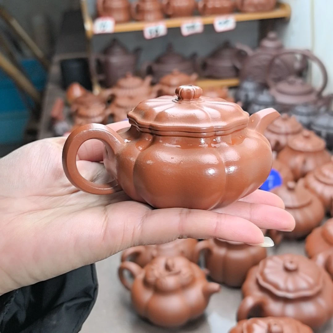 小***人茶壶紫砂朱泥筋纹葵仿古160cc