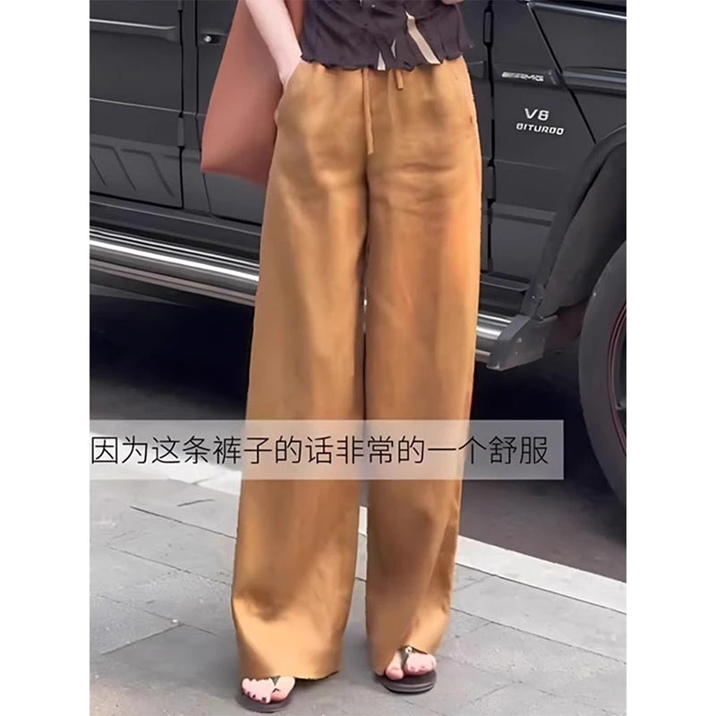 女士2025年夏季新款高腰显瘦时尚百搭宽松直筒阔腿裤通勤韩版长裤