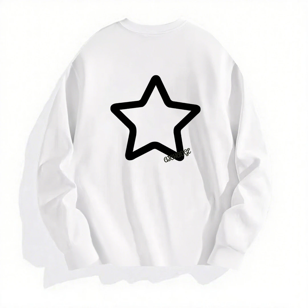 2025新款纯棉长袖t恤男圆领上衣印花薄款宽松男士休闲春秋打底衫