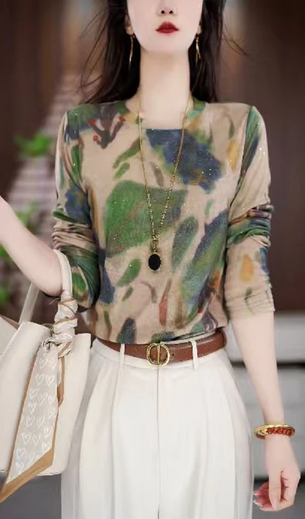 Y220-Y173新款时尚百搭气质宽松减龄长袖-玉玉