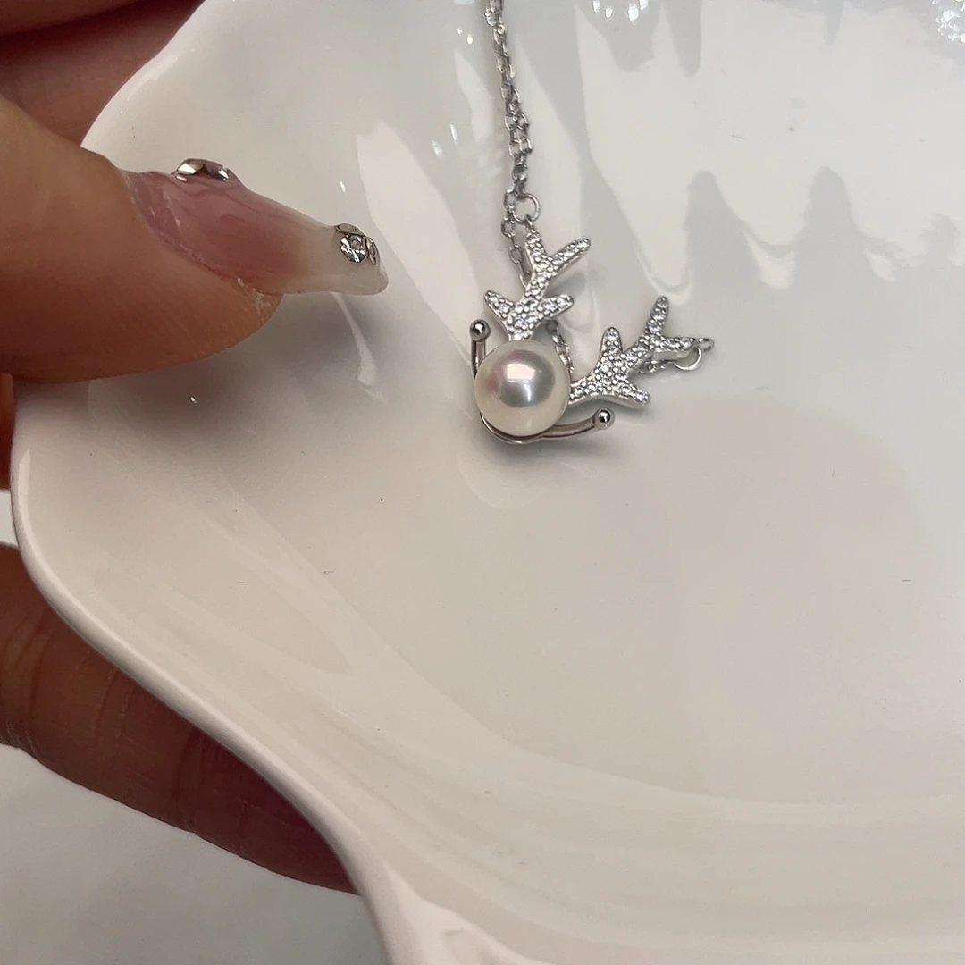 海水珍珠银S925镶嵌吊坠(不含链)