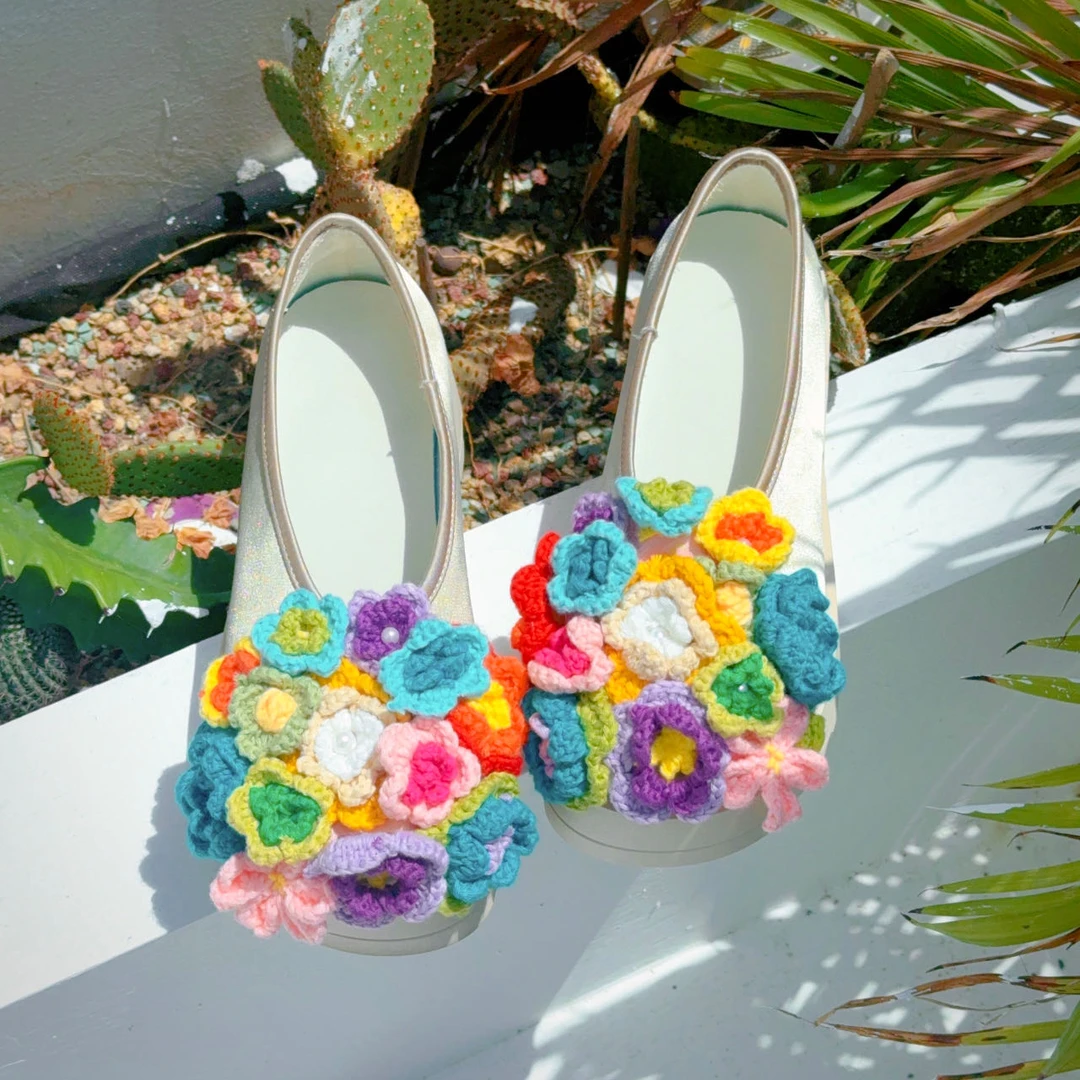 手工钩花鞋（跟高5CM）