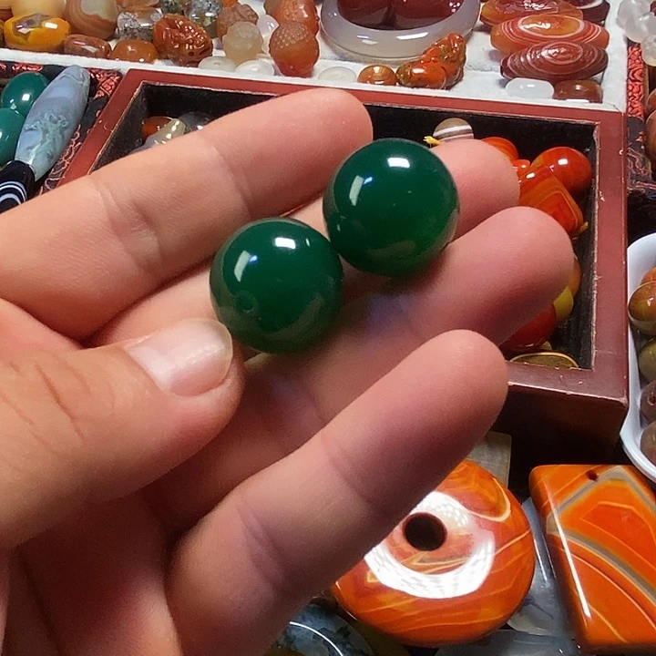 未镶嵌玛瑙/玉髓珠宝半成品20绿2个