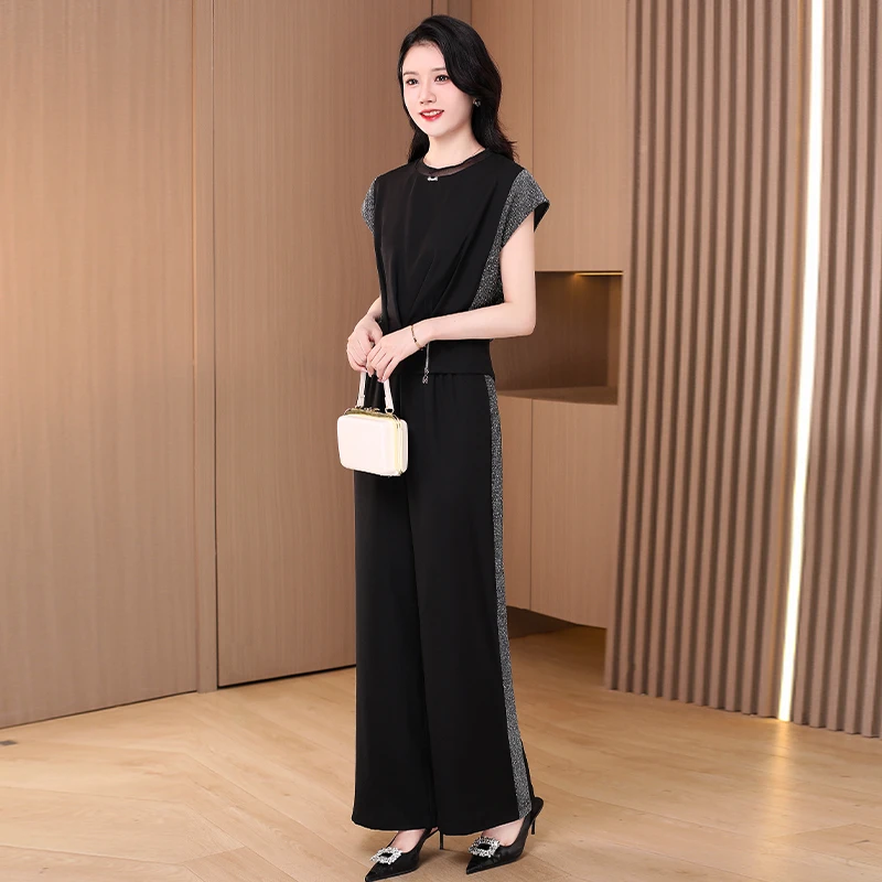 【现货现发】2025夏季新款收腰显瘦优雅气质时尚休闲套裤20833