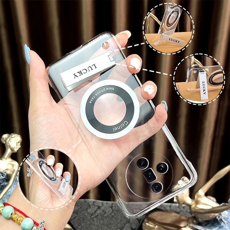 透明无边框适用【OPPO】Findx7手机壳简约高级磁吸圈横竖支架保护壳