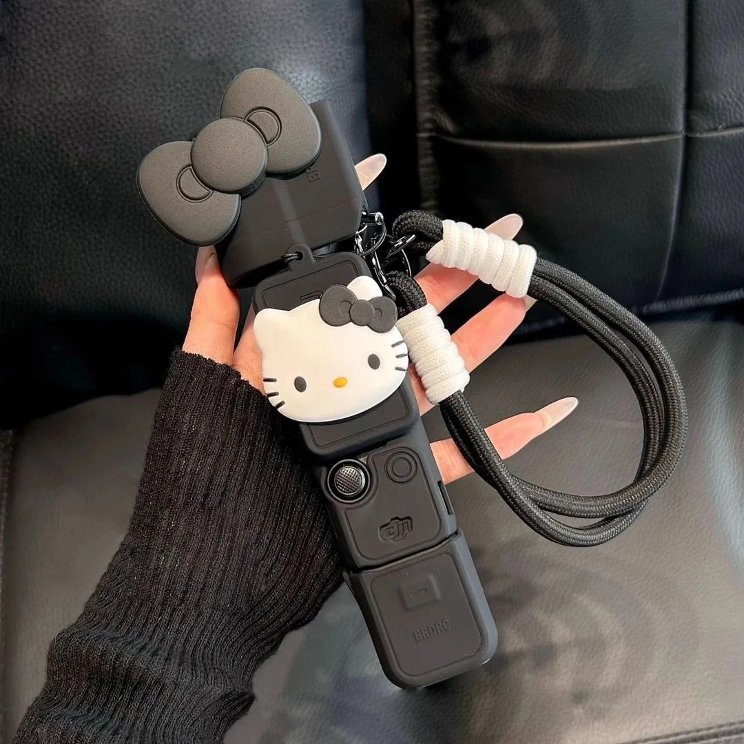 黑色大疆保护壳pocket3保护套可爱硅胶镜头云台相机防刮配件