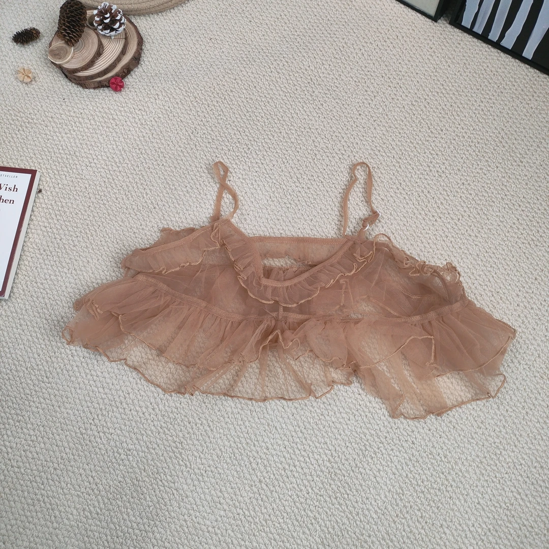 【伊人风尚服饰推荐】2024秋冬新款韩版百搭蕾丝网纱吊带背心042