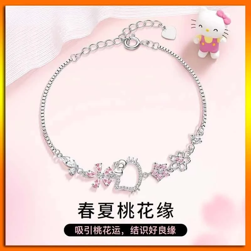 合金锆石手链 Hellokitty樱花手链轻奢小众精致高级感凯蒂猫手饰