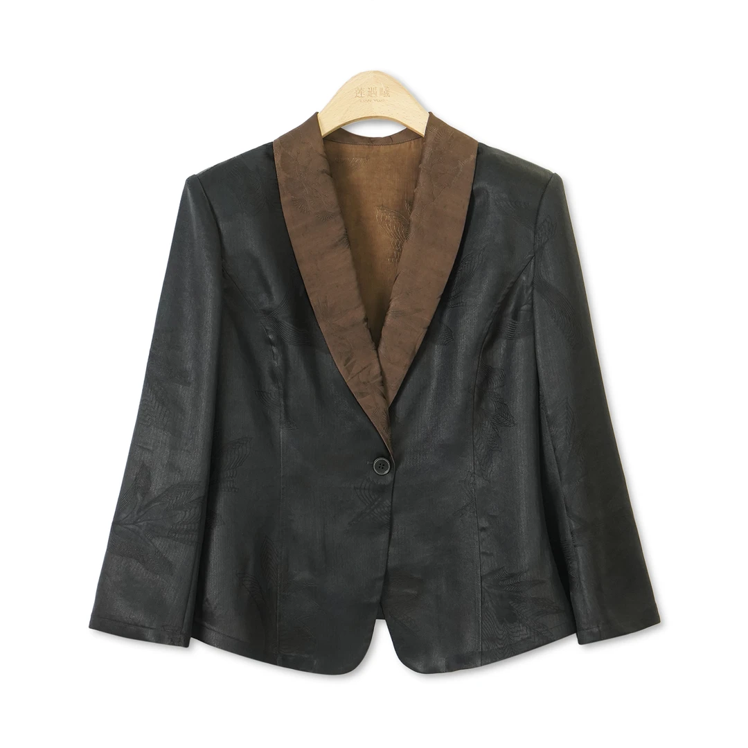 枫禾·罗纹缎 领子拼接放青松 新中式国风女装1c1099938