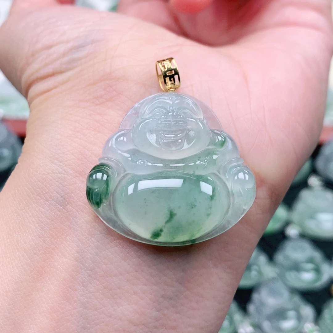 翡翠18K金镶嵌吊坠(不含链)