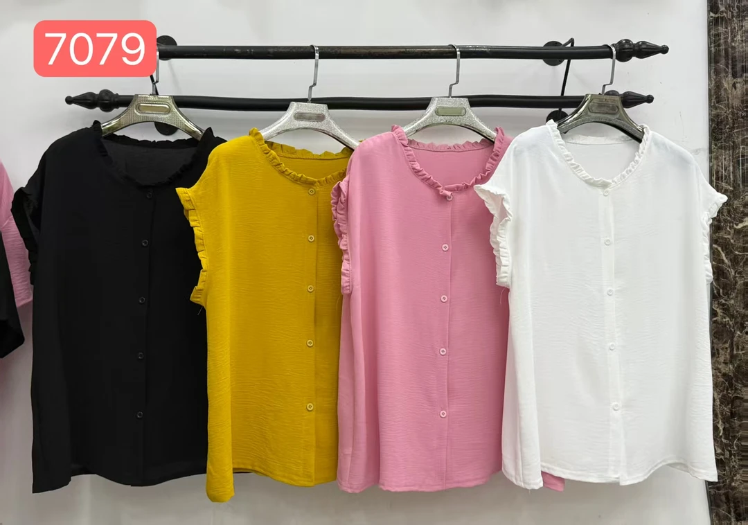 7079洋气木耳花边百搭衫