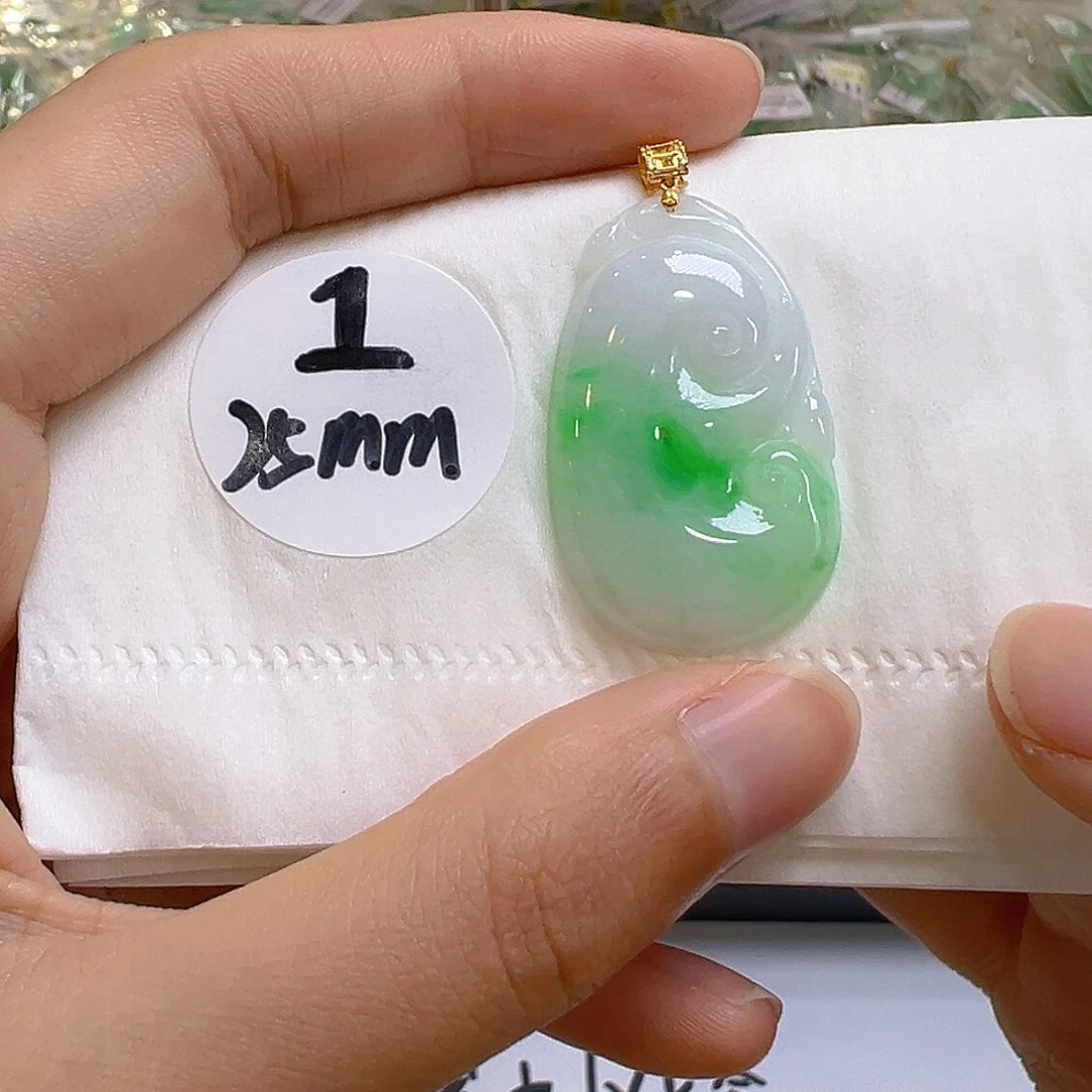 翡翠18K金镶嵌吊坠(不含链)翡翠