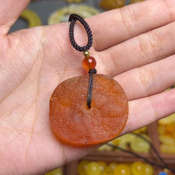 蜜蜡未镶嵌珠宝奇石-138-原矿原皮原色天然琥珀蜜蜡吊坠