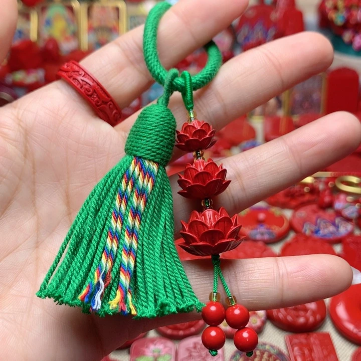 天然辰砂工艺品朱砂包包挂