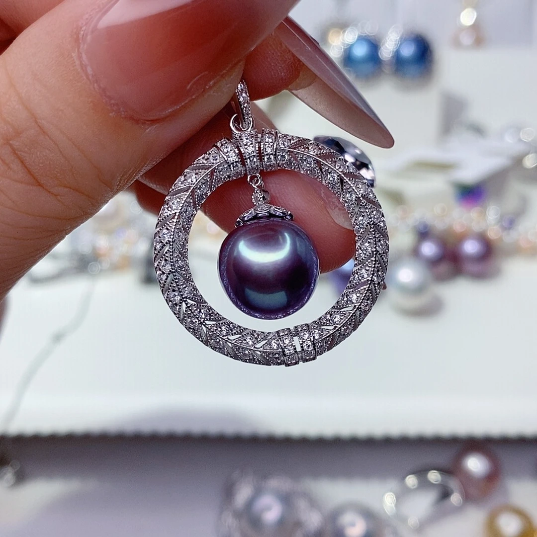 瞌***猫银S925镶嵌吊坠(赠链)淡水珍珠