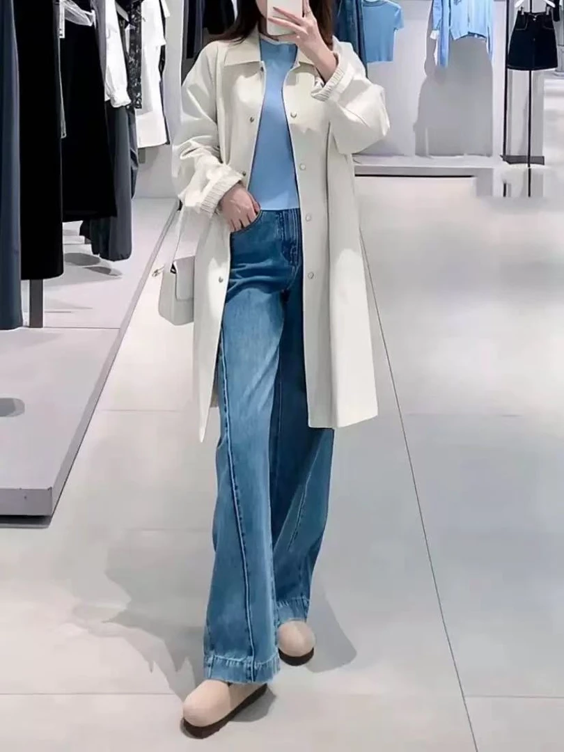 小雅姐姐 新款撞色减龄韩版中长款宽松风衣外套 IX17