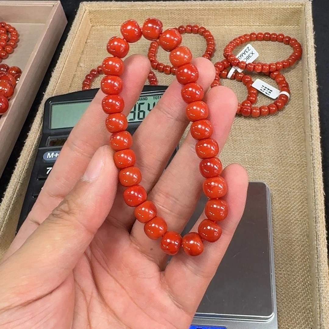 明***好南红玛瑙未镶嵌手链高品质瓦西柿子锦南红手串8mm