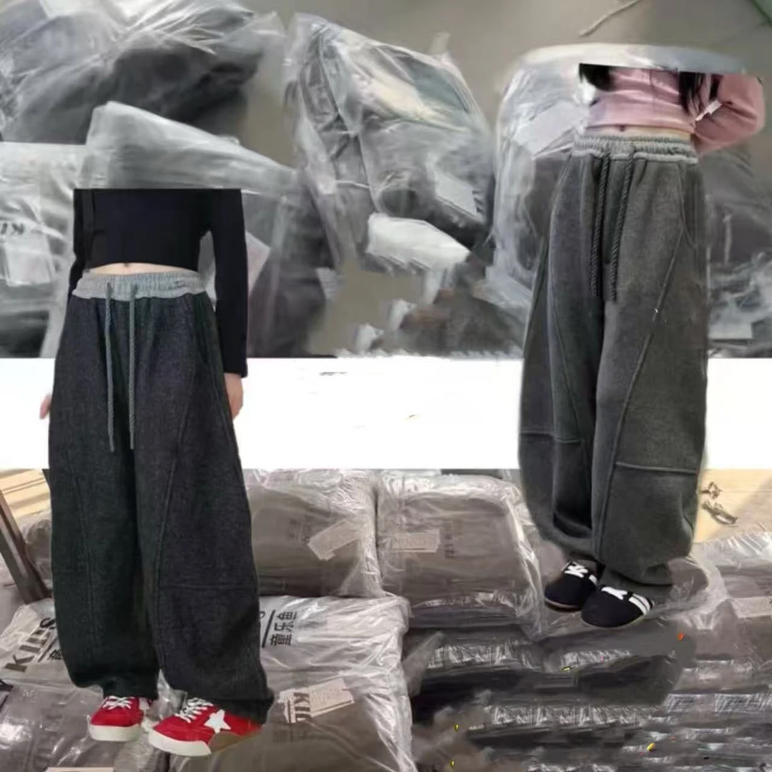 【2025秋冬韩款】加绒拼接撞色弯刀儿童卫裤x1452