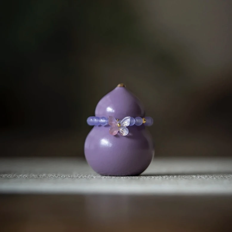 「茶予物」小葫芦紫高温陶瓷精美茶宠摆件