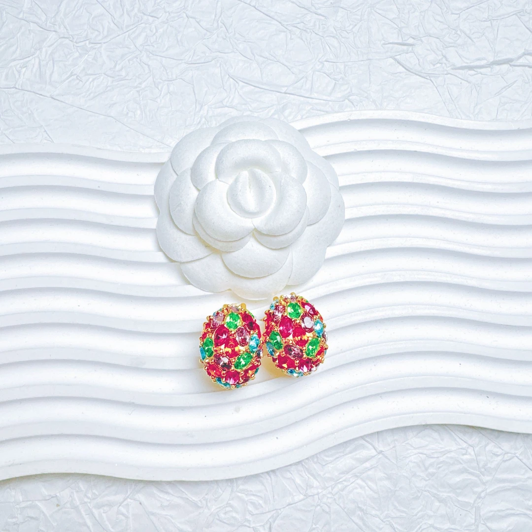 95新  柚礼中古/KJL多色琉璃耳夹lz411252