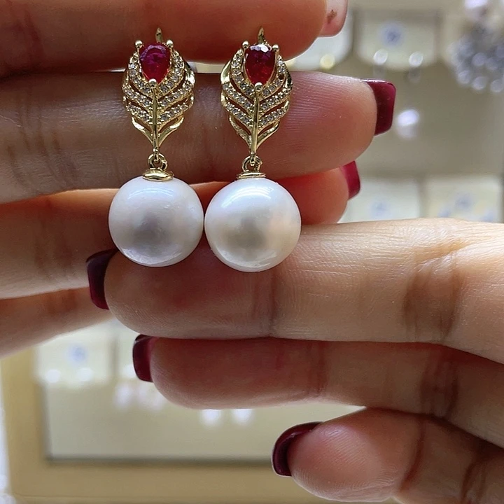 淡水珍珠耳饰银S925镶嵌
