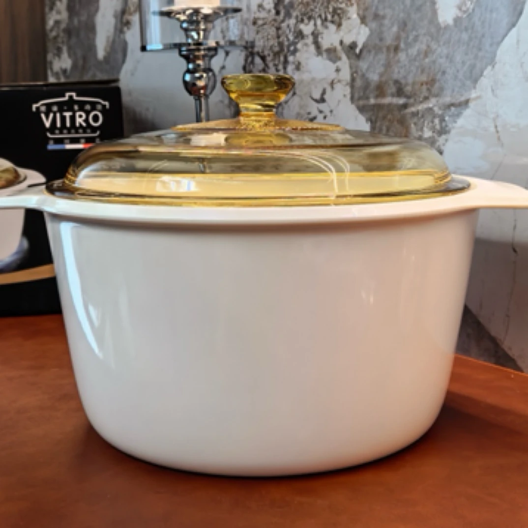 晶绽白晶玻璃汤锅 内径24cm 高14cm（容量5L）