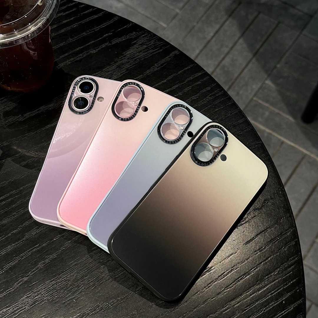 亚克力丝印渐变适用于iPhone16手机壳渐变简约风15promax网红超火
