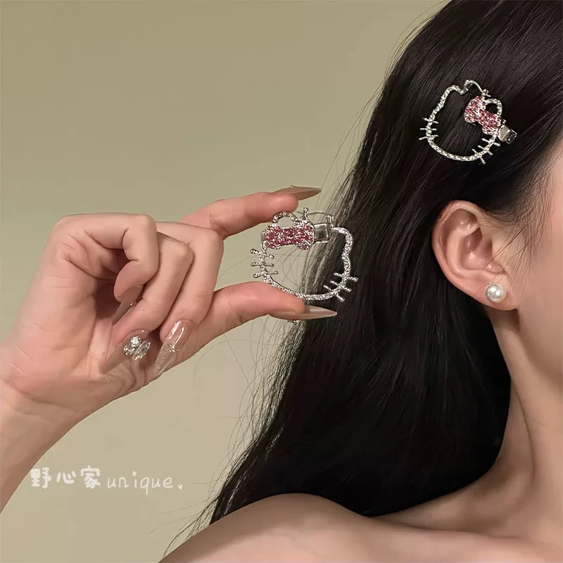 【helloKitty】甜美水钻kt猫咪发夹可爱发卡侧边夹发饰