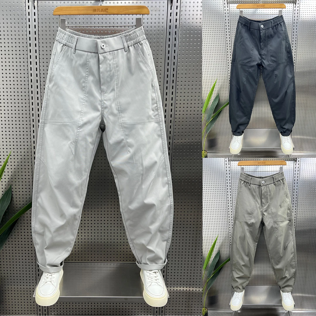 休闲裤子男2025秋季新款纯色百搭宽松哈伦裤潮流痞帅拼接运动长裤