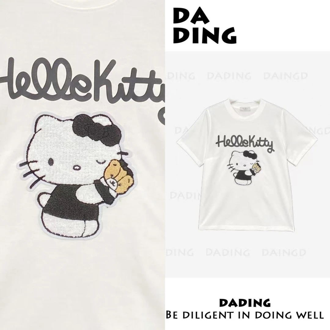 DADING 2025新款凯蒂贴补绣宽松休闲短袖T恤 211882