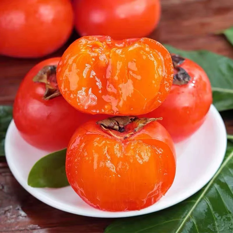 30枚火晶七月黄柿子成熟香甜皮薄肉厚清甜爽口流心柿子新鲜水果