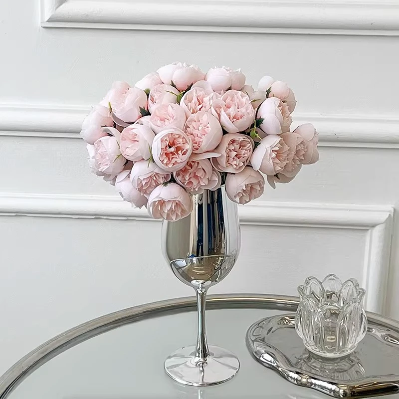 ins风玫瑰花仿真花瓶摆件客厅插花餐桌花束室内卧室塑料假花装饰