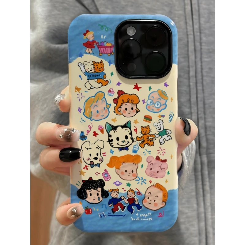 奥菲顿蓝色原田治家族适用iPhone16菲林手机壳华为vivo小米15oppo