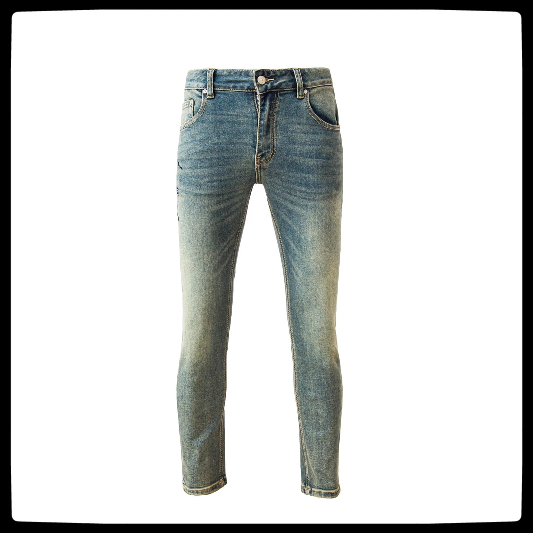 2025秋冬新款 水洗复古蓝色 中高弹力战马牛仔裤 时尚百搭