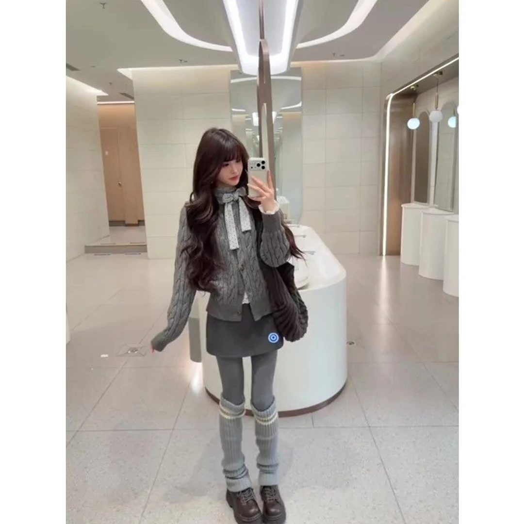 甜美减龄感学院风麻花长袖针织开衫毛衣女2025秋冬新款休闲外套