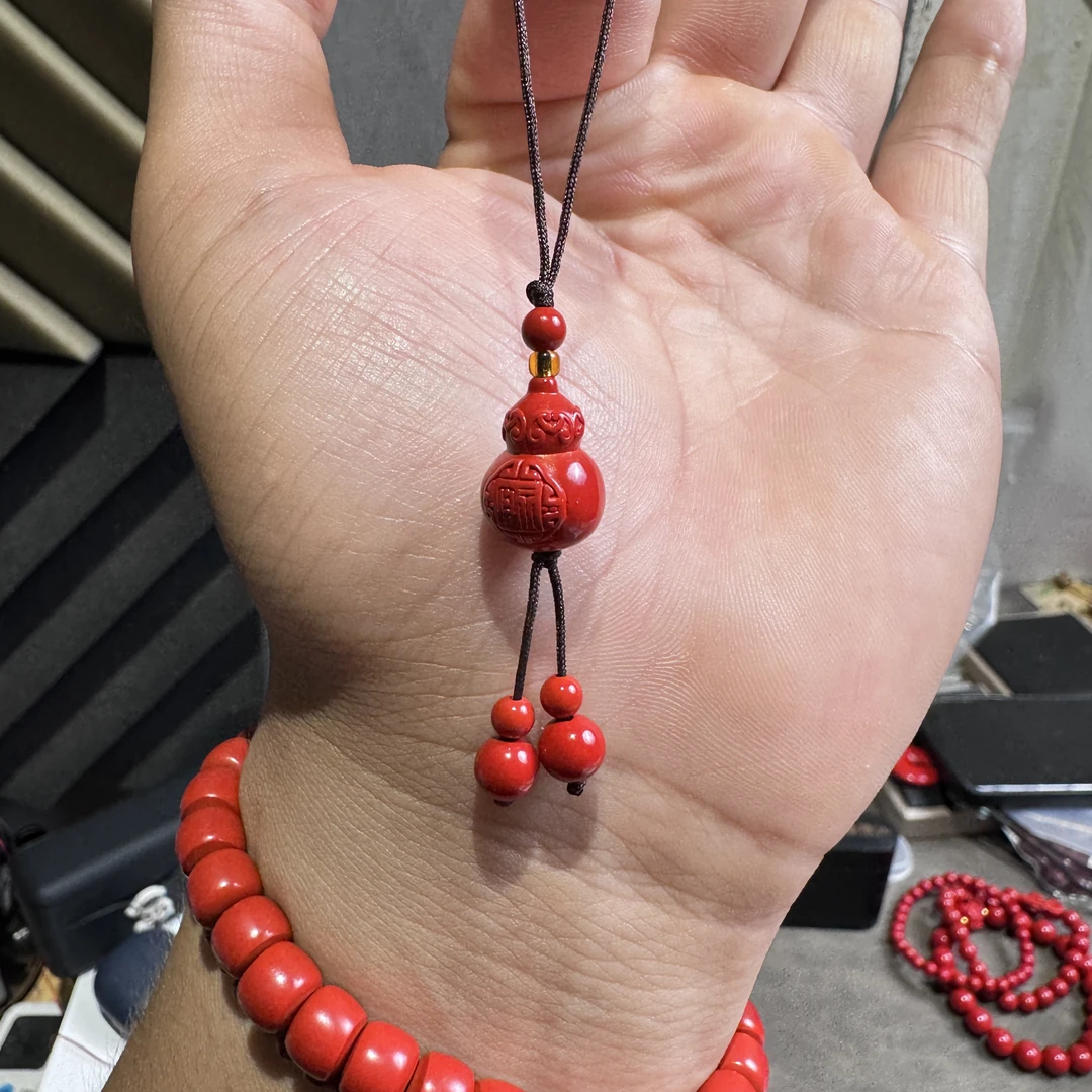 含辰砂工艺品精品红砂水飞砂三角敕令小葫芦手机挂件