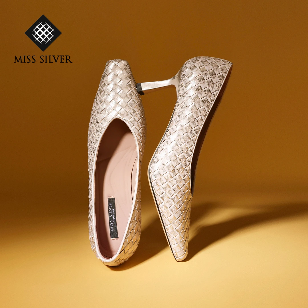 MISSSILVER2025春季新款真皮轻奢高跟方头女鞋时尚爆款百搭洋气